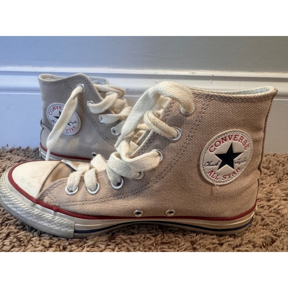Converse Chuck Taylor All Star High Top Sneakers Women's 6.5 Beige Tan Canvas